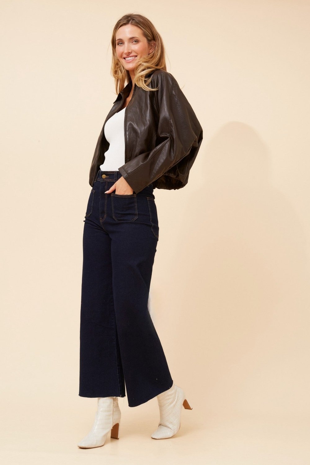 Hughie Vegan Leather Jacket - Aurelia Sun