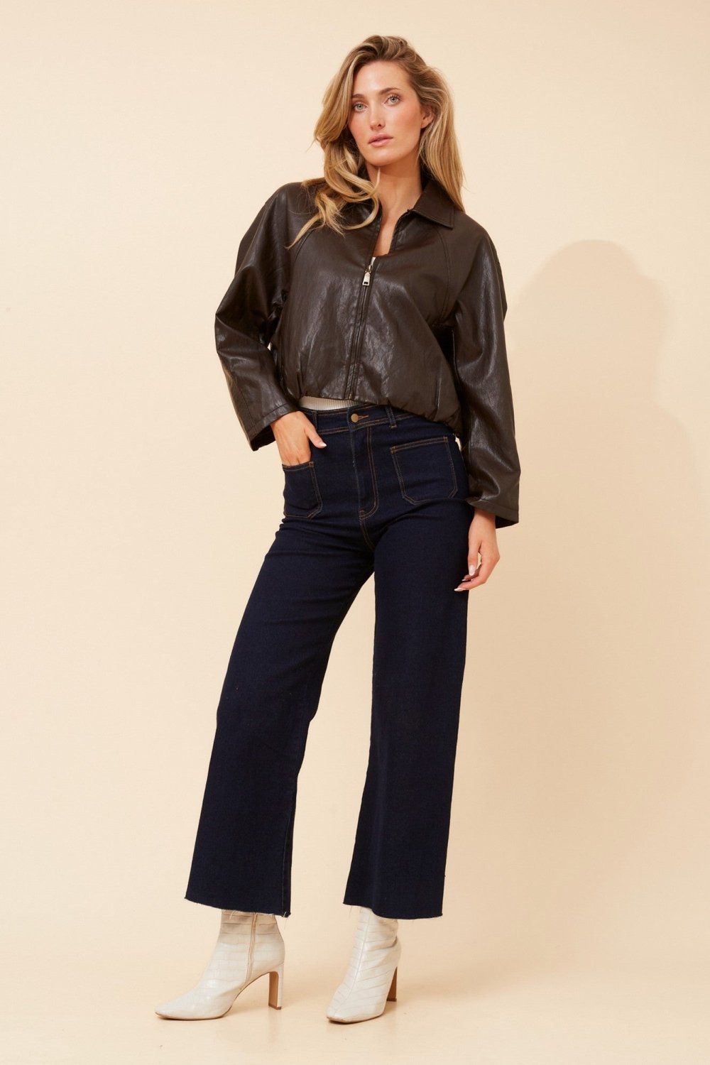 Hughie Vegan Leather Jacket - Aurelia Sun