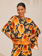Golden Petal Satin Batwing Top by Aurelia Sun