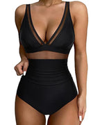 Allegra Mesh Panel One Piece Swimsuit in Red by Aurelia Sun