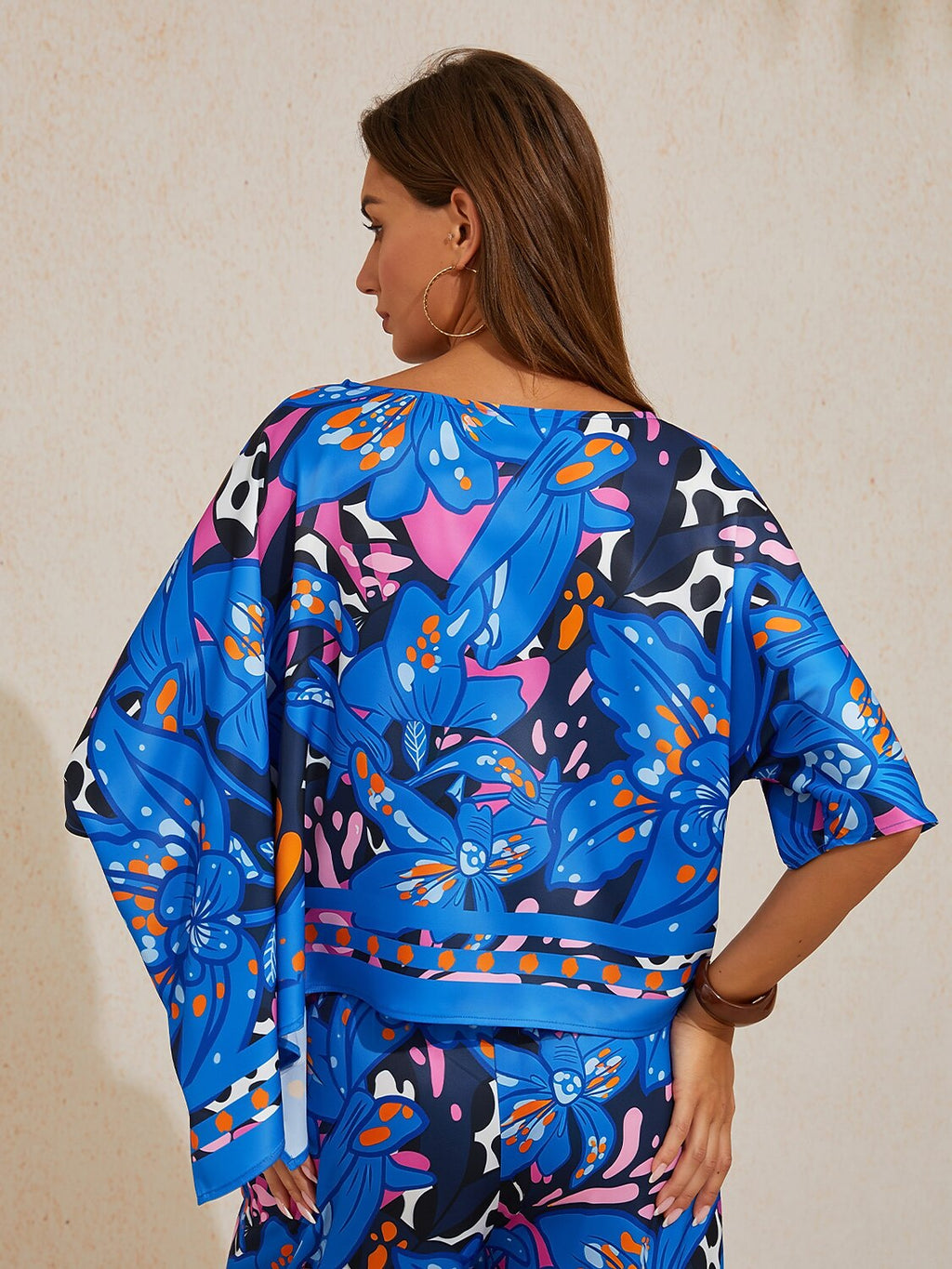 Hibiscus Satin Batwing Top by Aurelia Sun