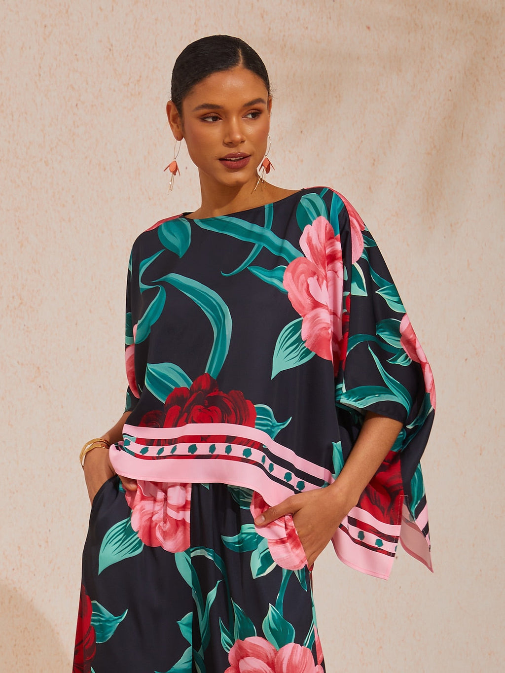 Bell Flower Satin Batwing Top in Golden Yellow by Aurelia Sun