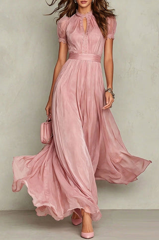 Aurélie Chiffon Puff-Sleeve Maxi Dress