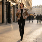 Sloane Structured Suede Jacket – Brown