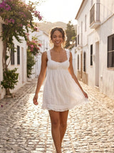 Livia Eyelet Babydoll Mini Dress