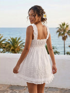 Livia Eyelet Babydoll Mini Dress – product view