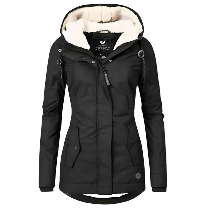 Tessa Quilted Fleece-Lined Coat – Black