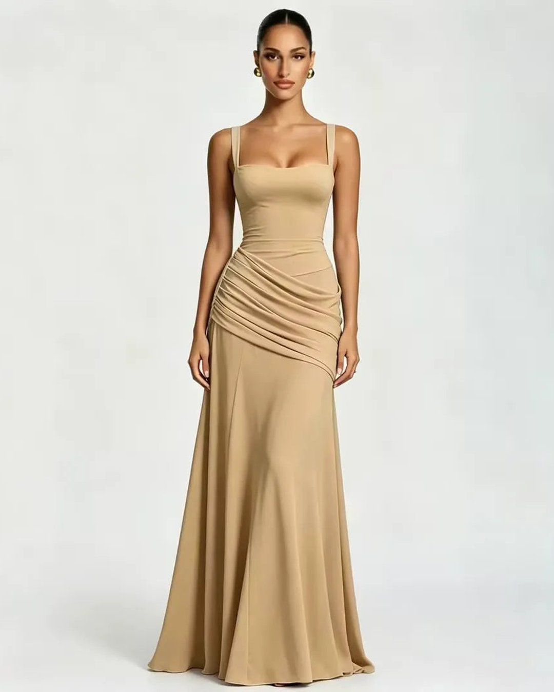 Phoebe Ruched Square-Neck Maxi Dress – product view