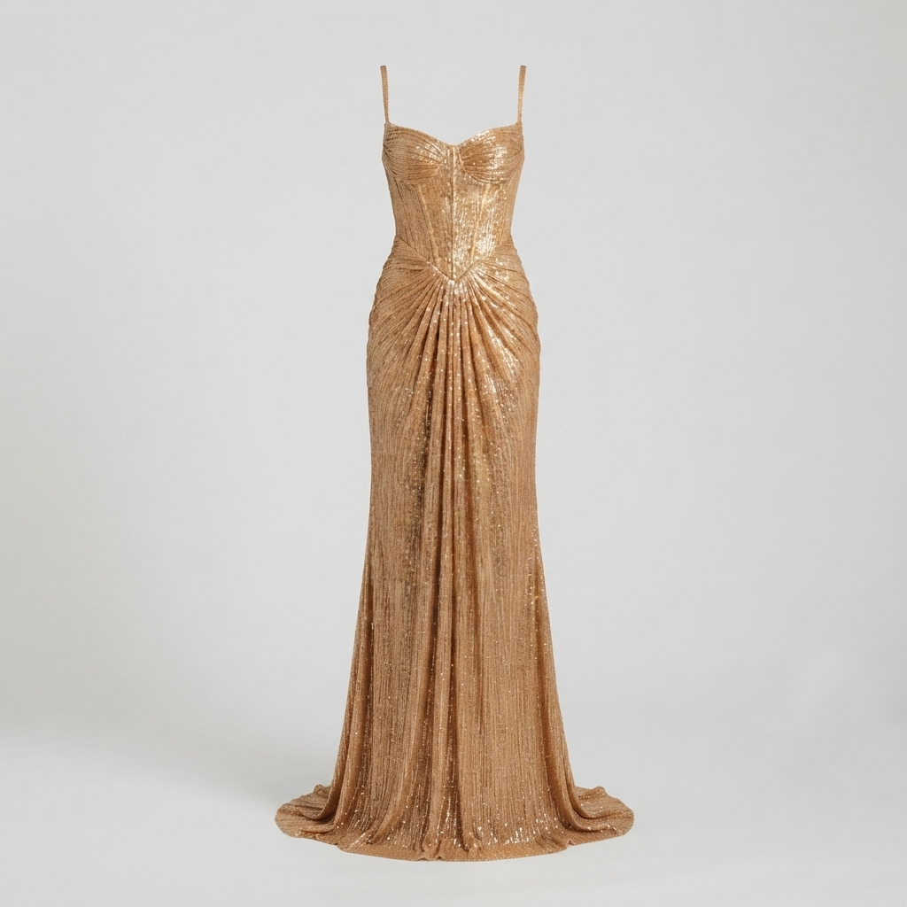 Aurora Metallic Corset Maxi Gown in Gold by Aurelia Sun