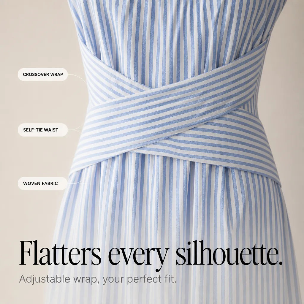 Riviera Striped Wrap Maxi Dress – Beige/White
