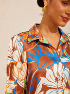 Santorini Scenic Satin Midi Shirt Dress by Aurelia Sun