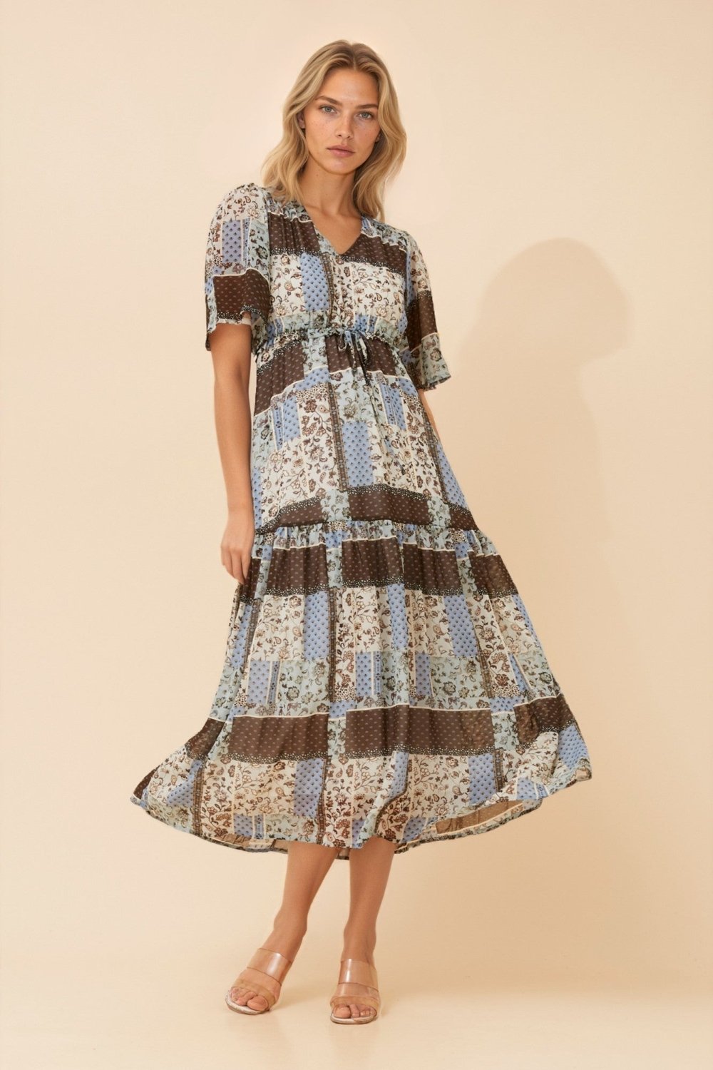 Ivana Patchwork Maxi Dress - Aurelia Sun