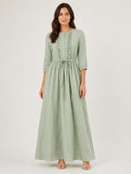 Airy Ruffle Linen Midi Dress