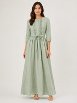 Airy Ruffle Linen Midi Dress