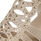 Jeanette Cutout Wedge Sandals in Beige by Aurelia Sun