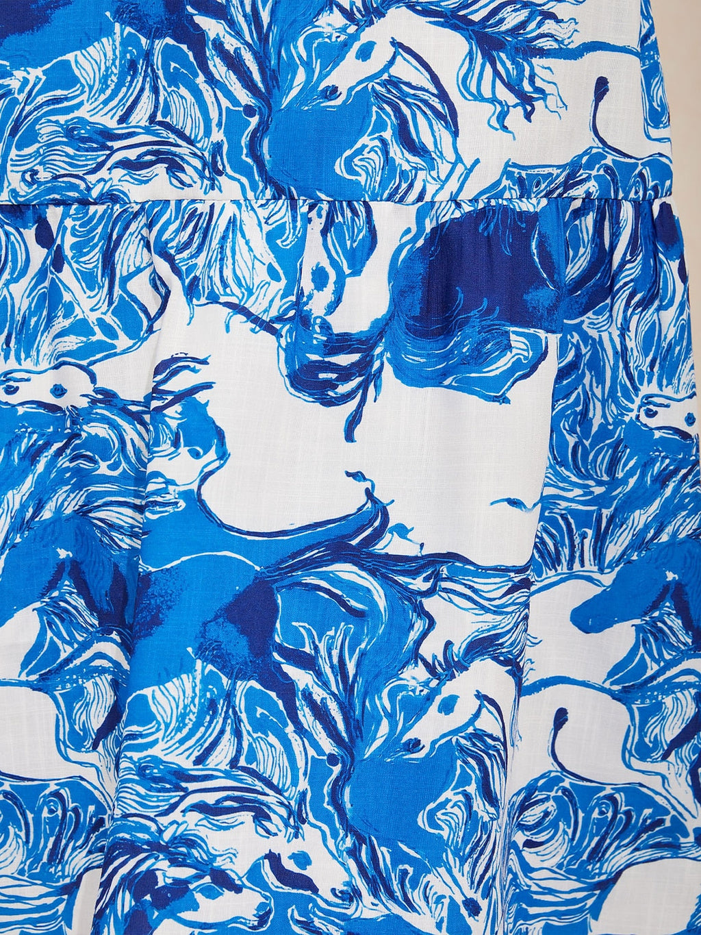 Mustang Print Linen-Look Midi Shirt Dress in Cobalt Blue by Aurelia Sun