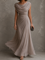 Delphine Draped Maxi Dress in Navy by Aurelia Sun