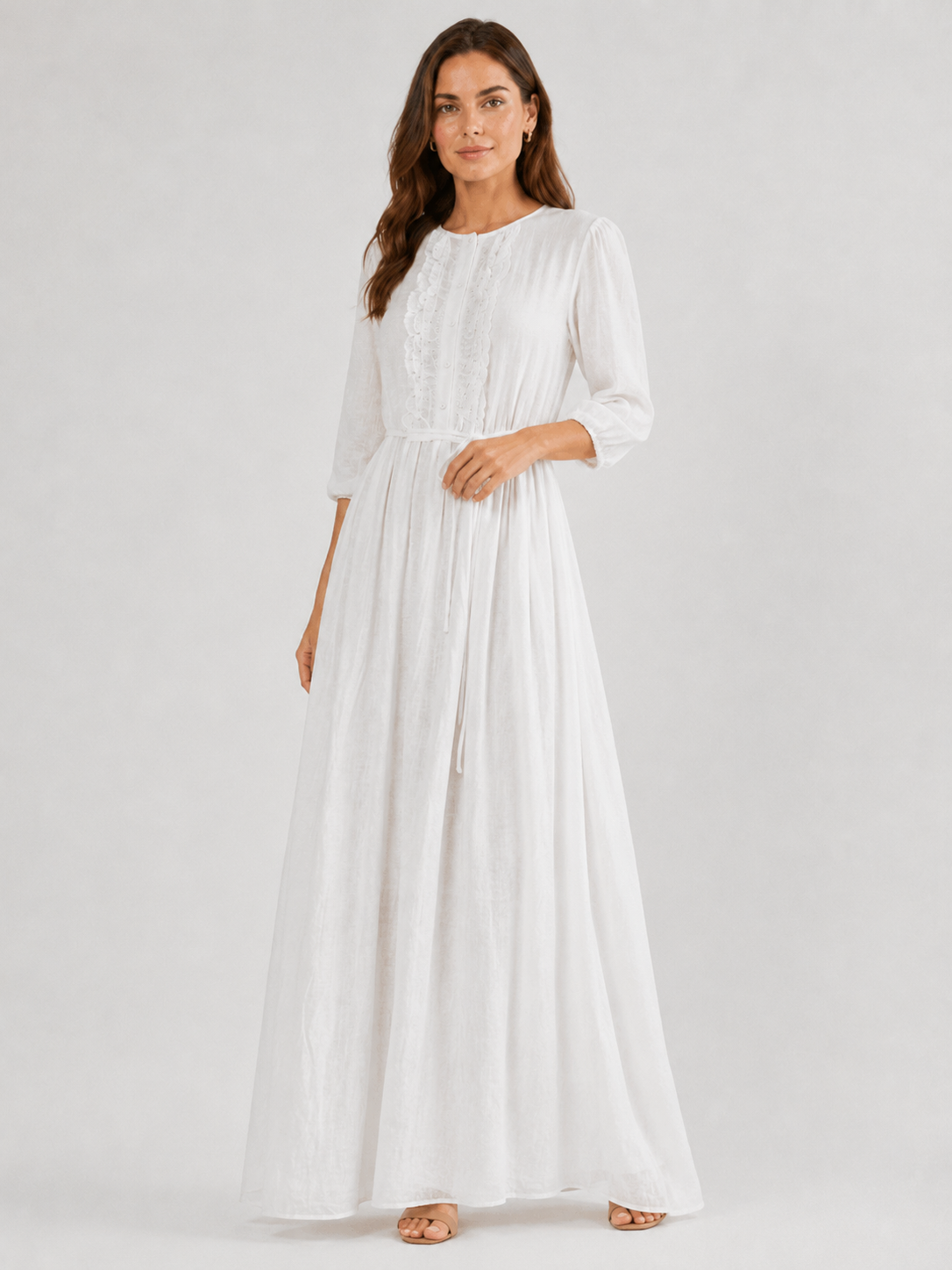Airy Ruffle Linen Midi Dress