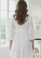 Joss White Embroidered Fit & Flare Dress