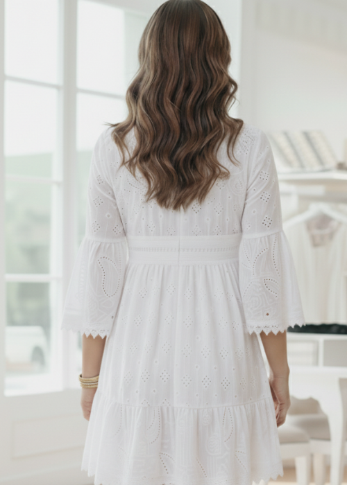 Joss White Embroidered Fit & Flare Dress