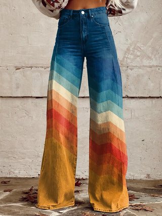 Léa Retro Zigzag Wide-Leg Pants