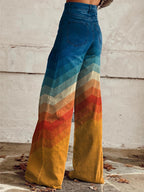 Léa Retro Zigzag Wide-Leg Pants – Multi