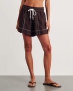 Gigi Linen Pull-On Shorts – Dark Chocolate by Aurelia Sun