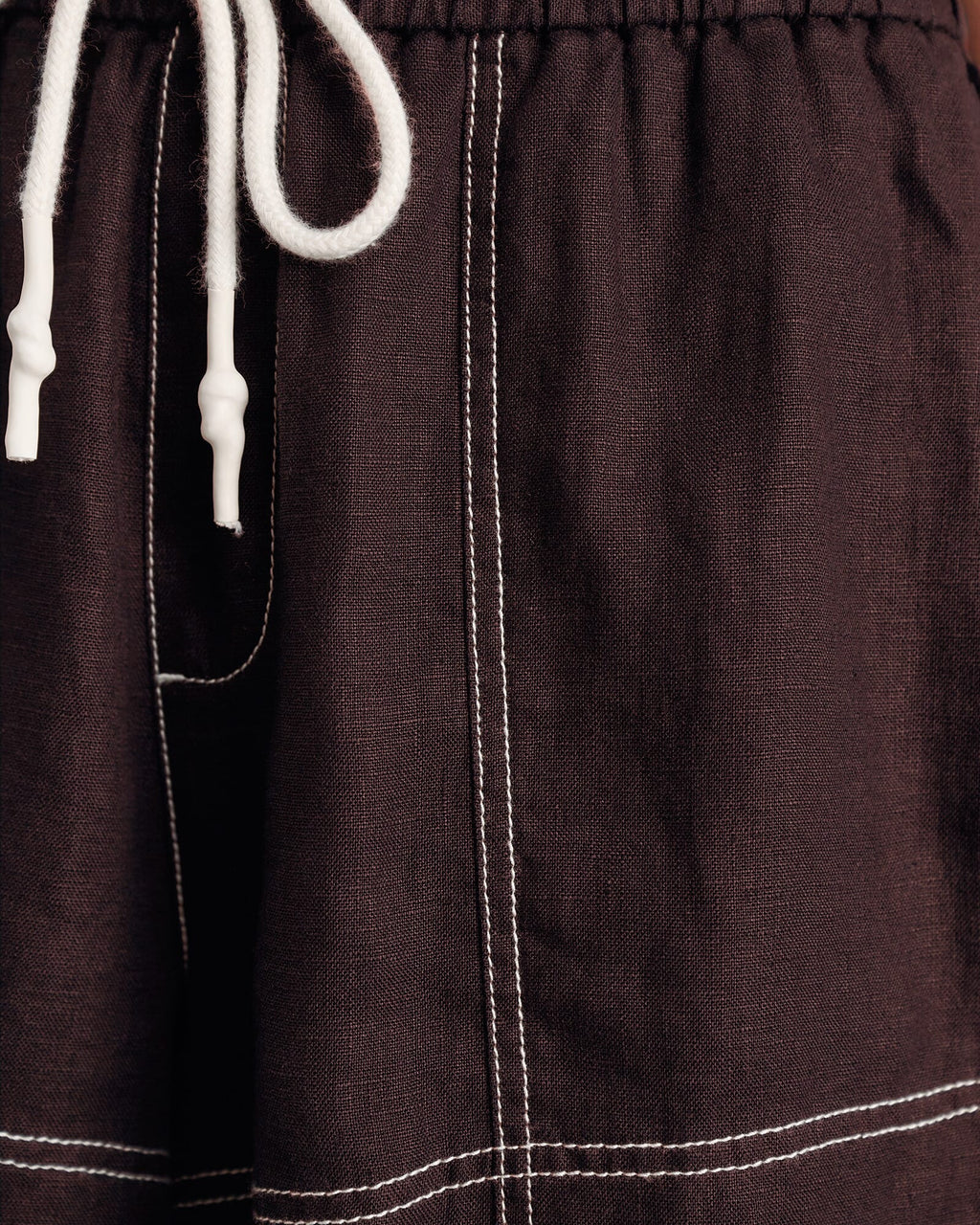 Gigi Linen Pull-On Shorts – Dark Chocolate by Aurelia Sun