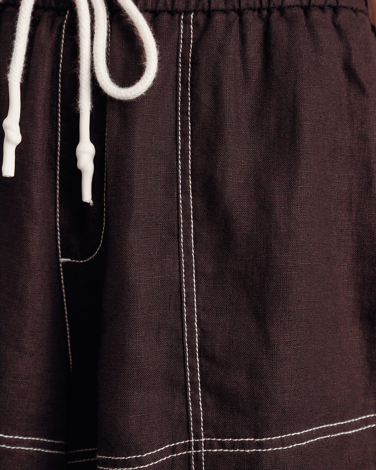 Gigi Linen Pull-On Shorts – Dark Chocolate by Aurelia Sun
