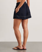 Loe High-Waist Denim Drawstring Shorts – Raw Wash by Aurelia Sun