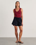 Loe High-Waist Denim Drawstring Shorts – Raw Wash by Aurelia Sun