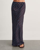 Ania Spot-Print Linen-Blend Maxi Skirt