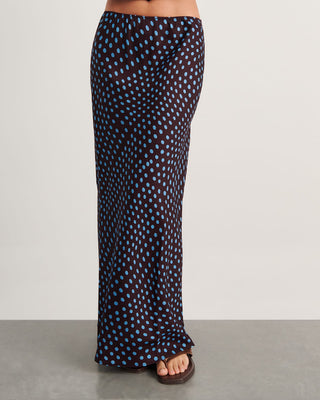 Ania Spot-Print Linen-Blend Maxi Skirt