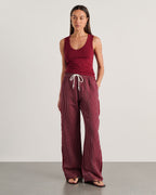 Dakota Ribbed V-Neck Cotton Tank – Burgundy by Aurelia Sun