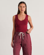 Dakota Ribbed V-Neck Cotton Tank – Burgundy by Aurelia Sun