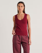 Dakota Ribbed V-Neck Cotton Tank – Burgundy by Aurelia Sun