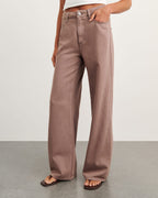 Loe Mid-Rise Straight-Leg Jeans – Latte by Aurelia Sun