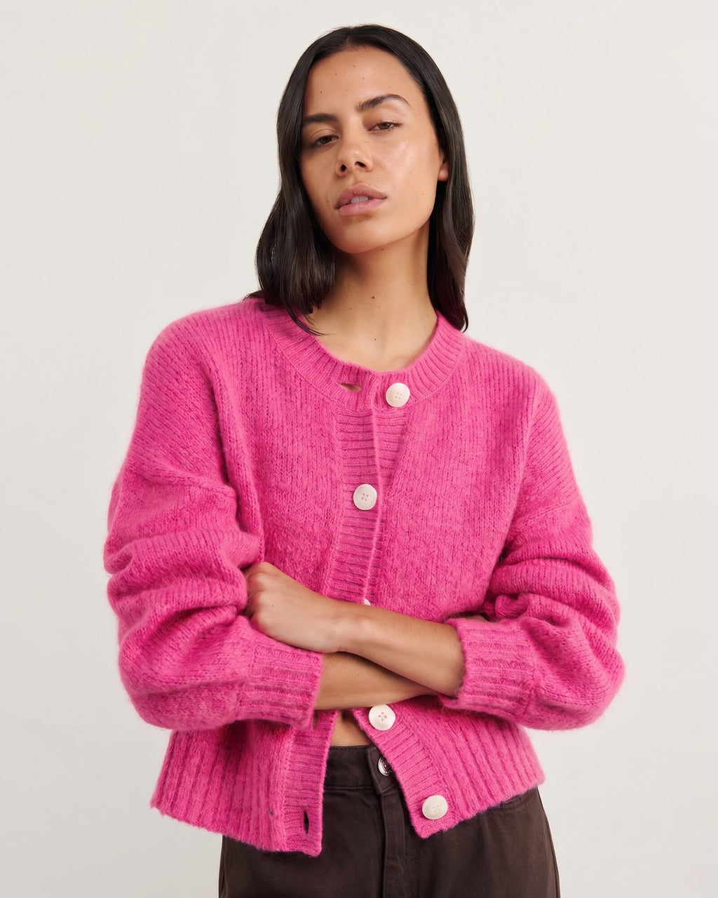 Lily Fluffy Mohair-Blend Cardigan – Peony by Aurelia Sun