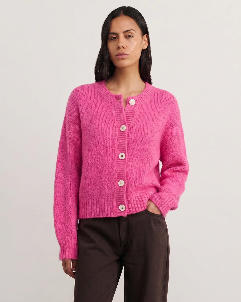 Lily Fluffy Mohair-Blend Cardigan – Peony by Aurelia Sun