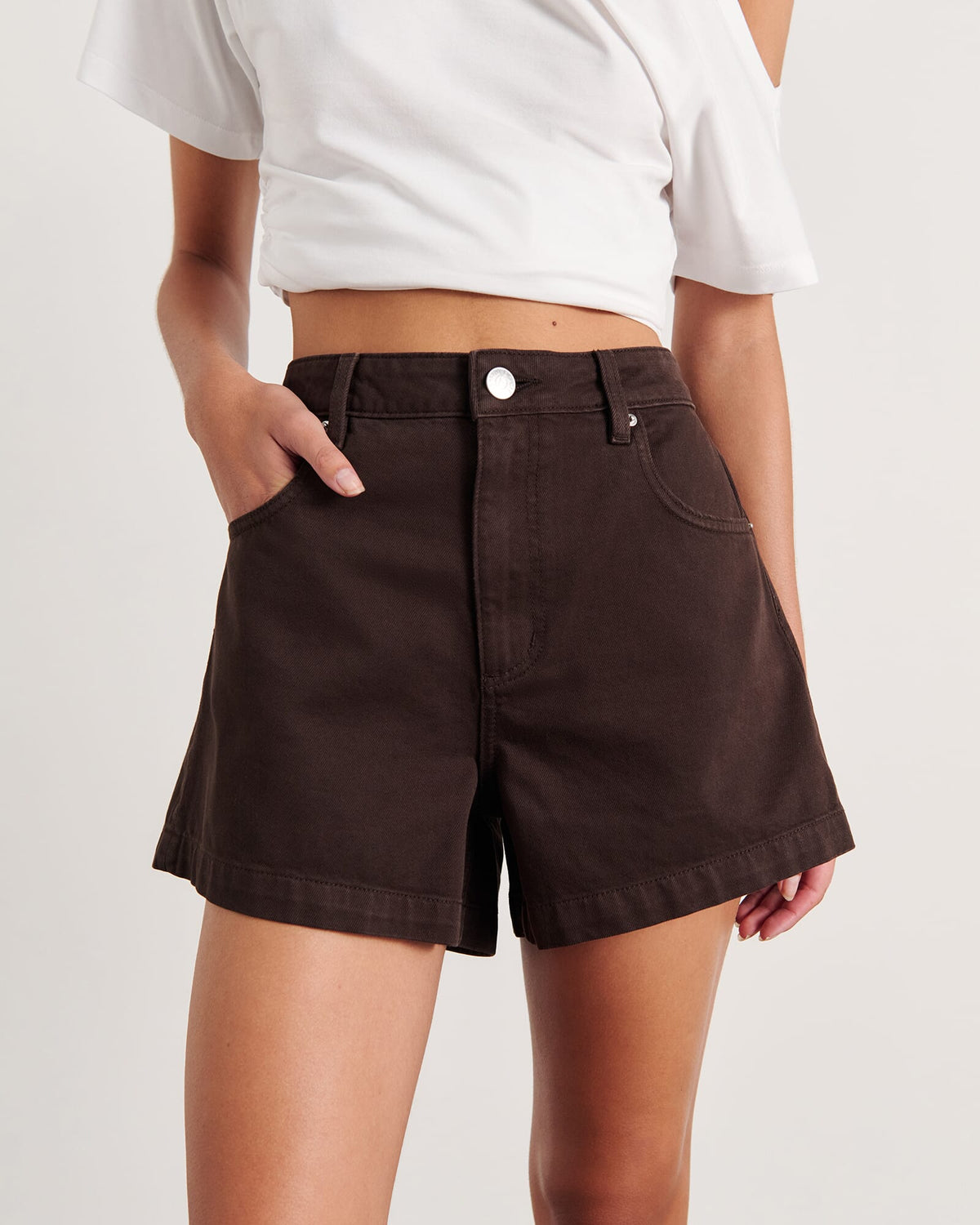 Carrie Five-Pocket Denim Shorts – Dark Chocolate by Aurelia Sun