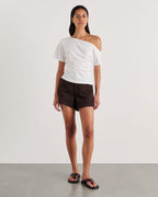 Carrie Five-Pocket Denim Shorts – Dark Chocolate by Aurelia Sun