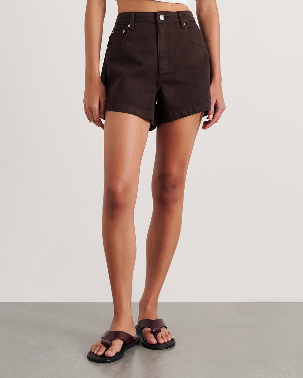 Carrie Five-Pocket Denim Shorts – Dark Chocolate by Aurelia Sun