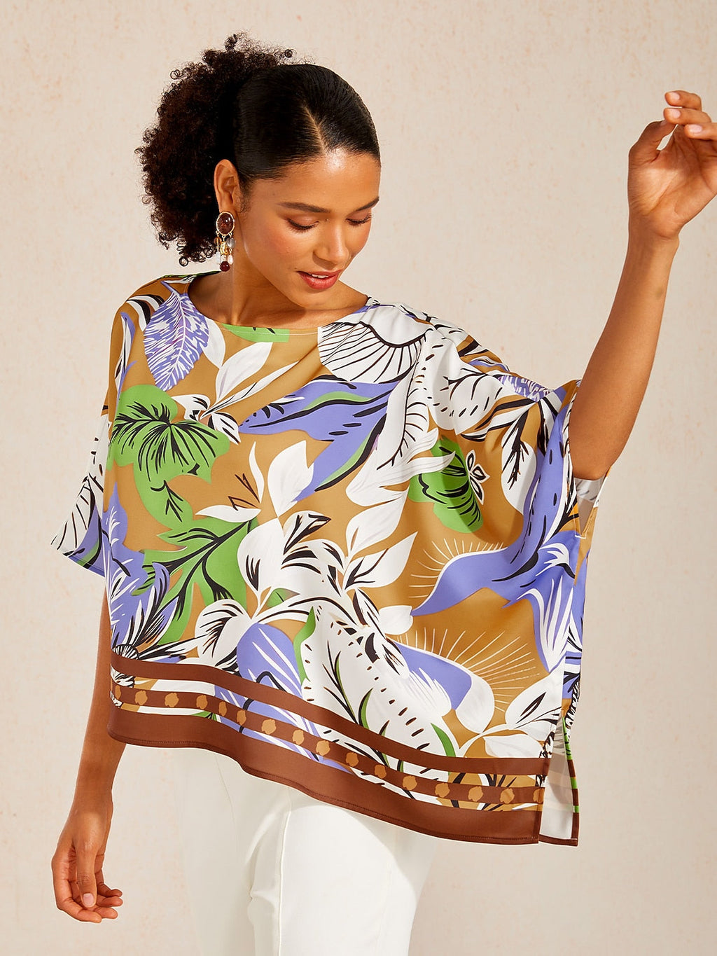 Bell Flower Satin Batwing Top in Sky Blue by Aurelia Sun