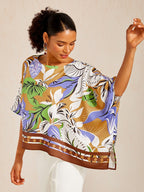 Bell Flower Satin Batwing Top in Sky Blue by Aurelia Sun