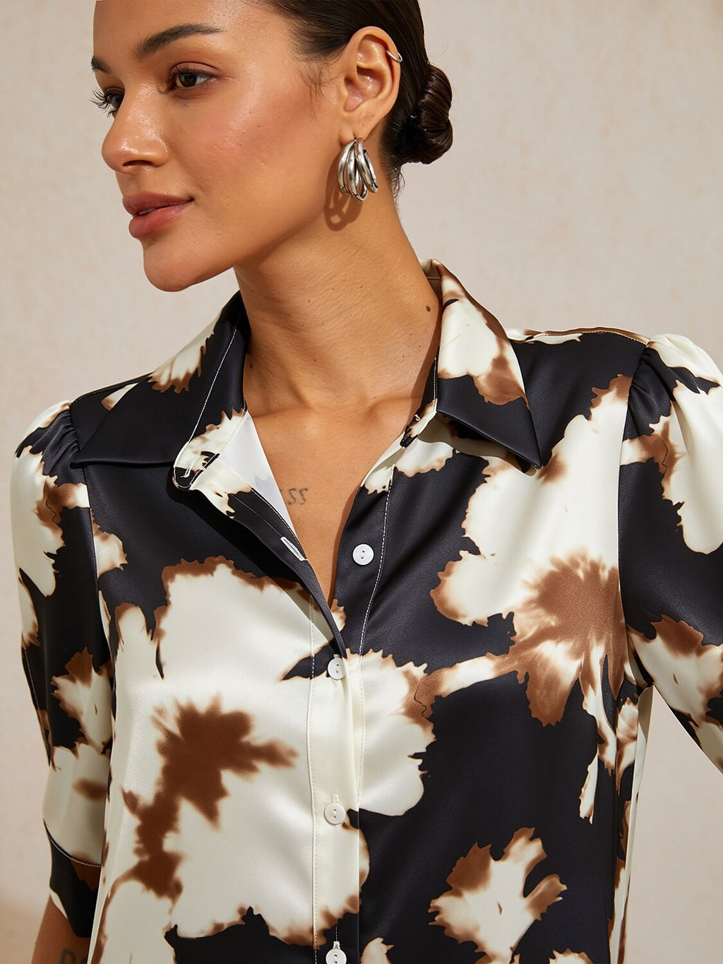 Santorini Scenic Satin Midi Shirt Dress by Aurelia Sun