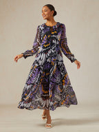Jungle Butterfly Chiffon Maxi Dress by Aurelia Sun