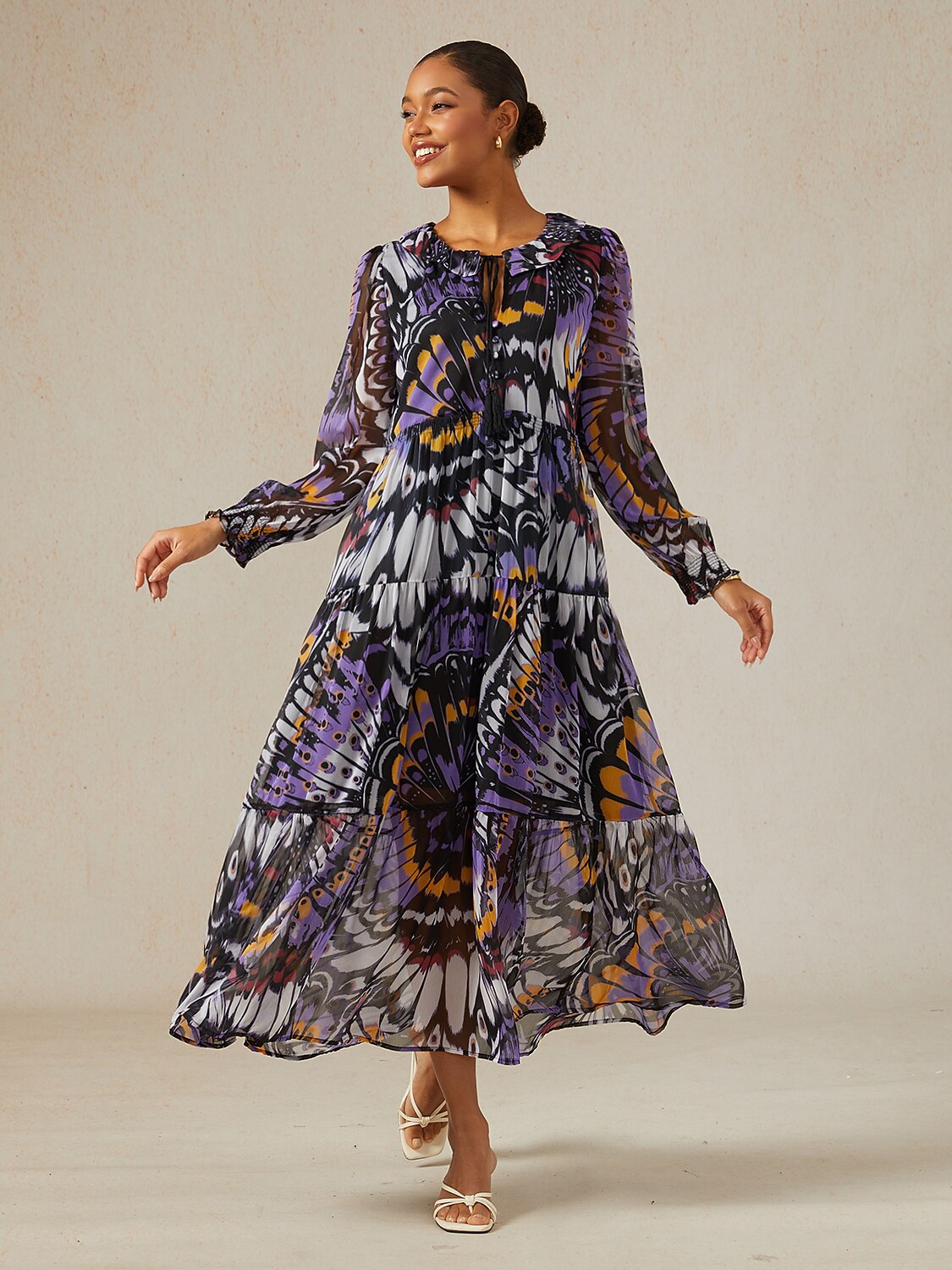 Jungle Butterfly Chiffon Maxi Dress by Aurelia Sun