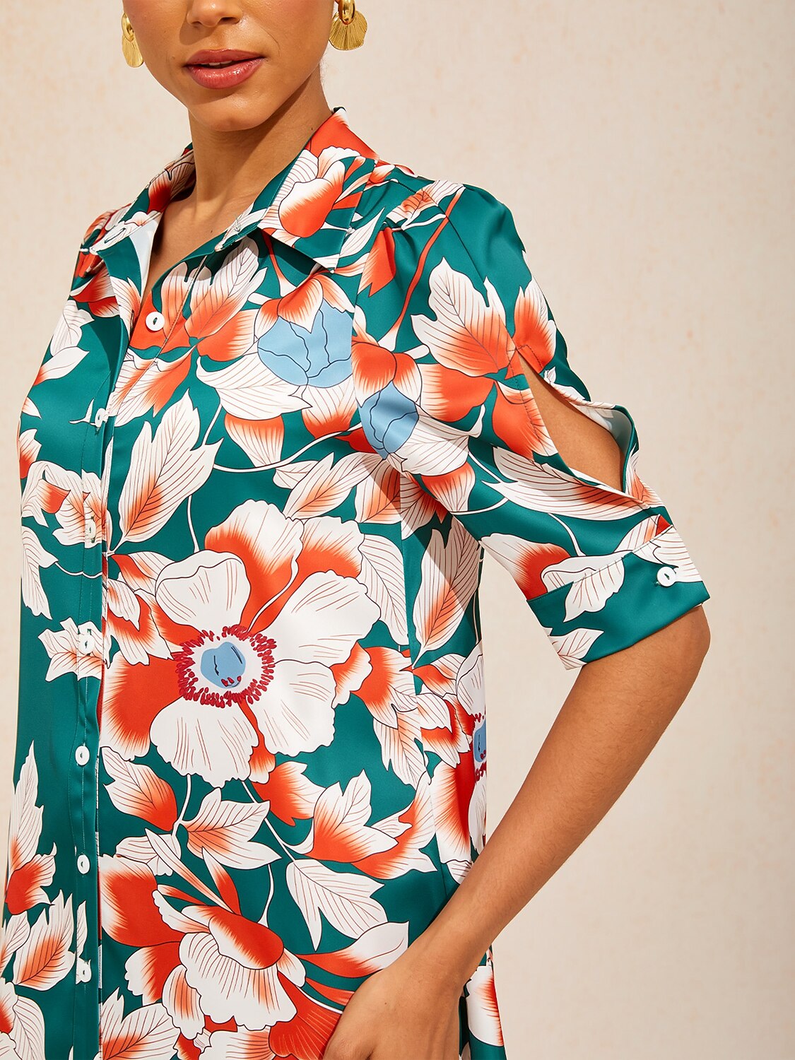 Santorini Scenic Satin Midi Shirt Dress by Aurelia Sun