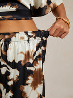 Golden Petal Satin Wide-Leg Pants by Aurelia Sun