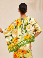 Bell Flower Satin Batwing Top by Aurelia Sun